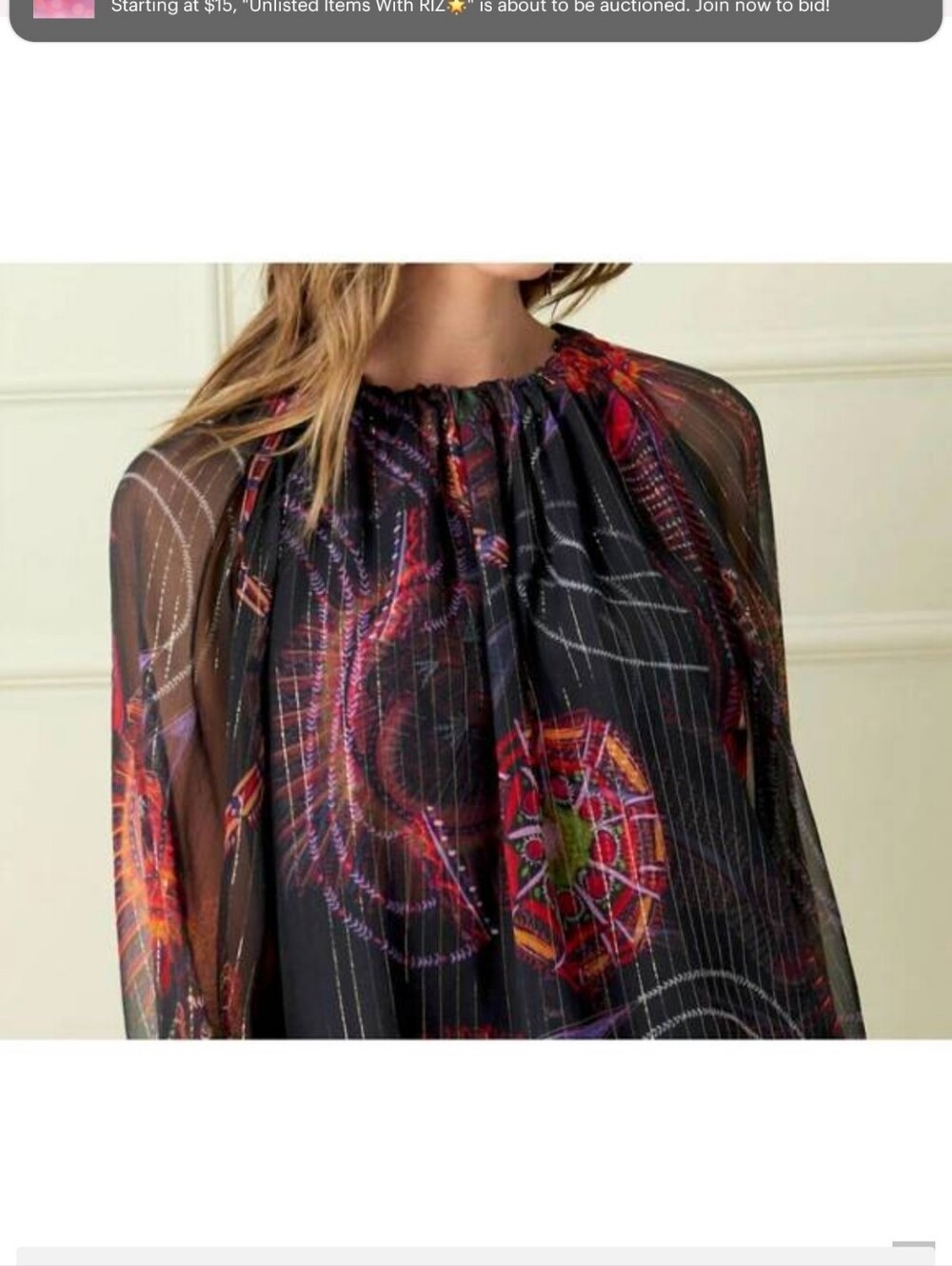 Marie Oliver Jenna blouse in a Sea Jewels silk metallic print Medium